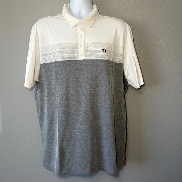 TRAVIS MATHEW POLO GRAY WHITE SIZE XXL - Picture 1 of 10